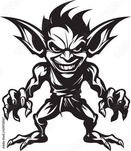 Wee Wonders Black Goblin Symbol Micro Goblin Magic Cartoon Logo Icon