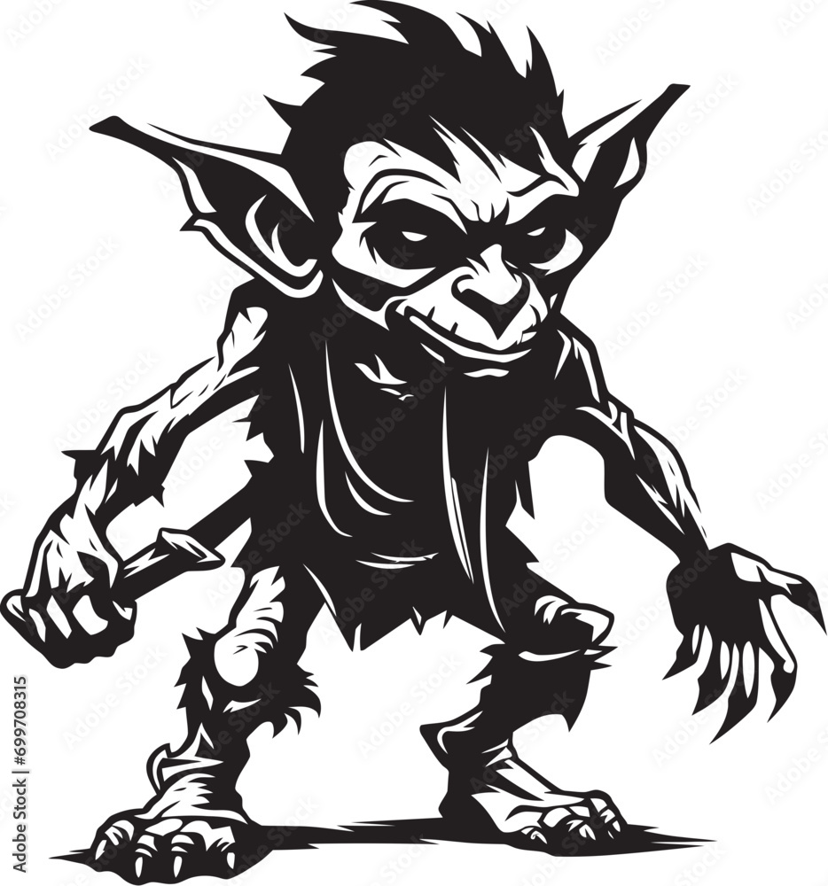 Midget Marvels Cartoon Goblin Emblem Pocket Goblin Pals Black Logo Icon