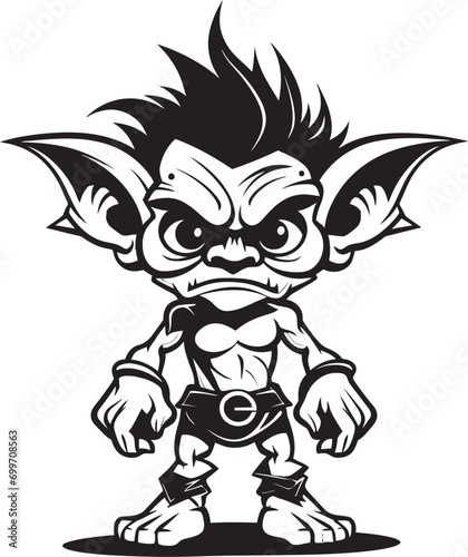 Wee Wonders Black Goblin Symbol Micro Goblin Magic Cartoon Logo Icon
