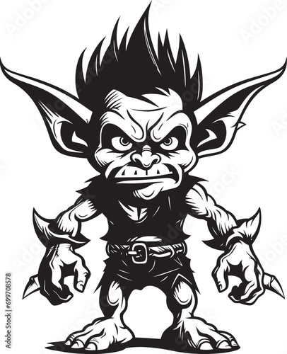 Goblin Giggles Cartoon Midget Icon Fun Size Fantasy Black Goblin Logo