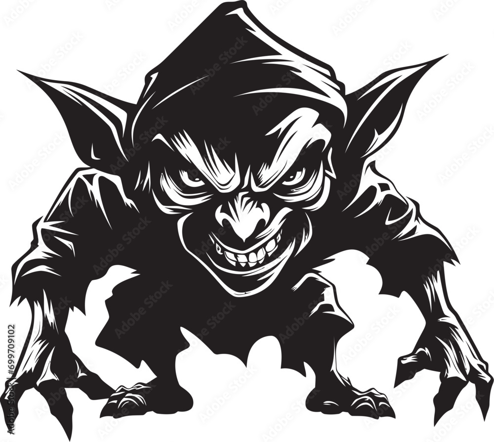 Goblin Glee Black Vector Logo Symbol Infernal Imps Goblin Logo Icon Design