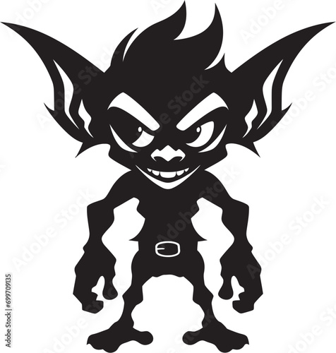 Wee Wonders Black Goblin Emblem Miniature Mirth Cartoon Goblin Logo Icon