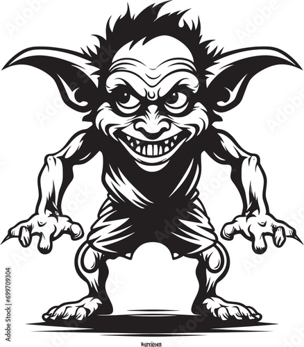 Lil Laughs Black Goblin Vector Emblem Wee Whimsy Midget Goblin Logo Design