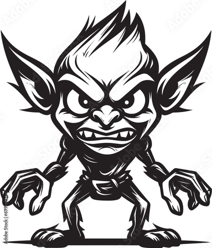 Wee Whimsy Vector Goblin Logo Icon Infernal Imps Black Cartoon Goblin Emblem