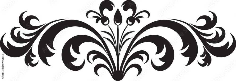 Stygian Ribbonwork Badge Insignia Ebony Elegance Vector Crest