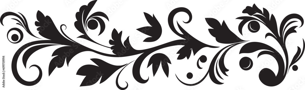 Obraz premium Darkened Lace Ornamental Insignia Onyx Filigree Boundary Emblem