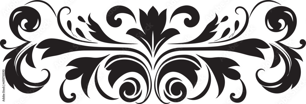 Sumptuous Scrollwork Black Border Logo Intricate Ebony Elegance Decorative Icon Design