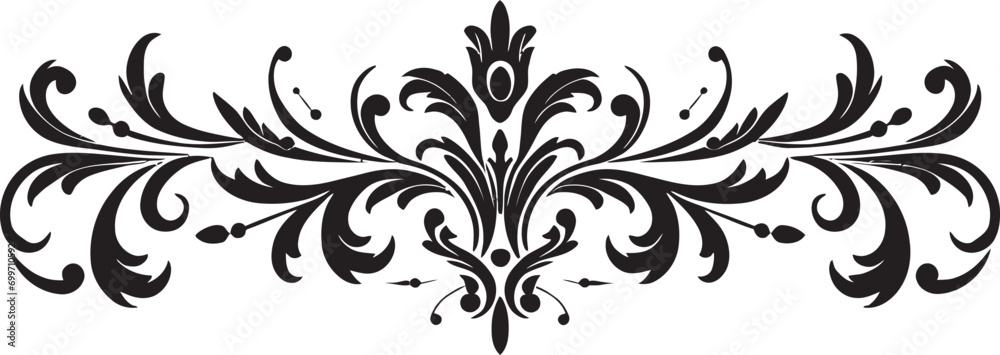 Lustrous Midnight Motifs Ornamental Vector Emblem Sumptuous Scrollwork Black Border Logo