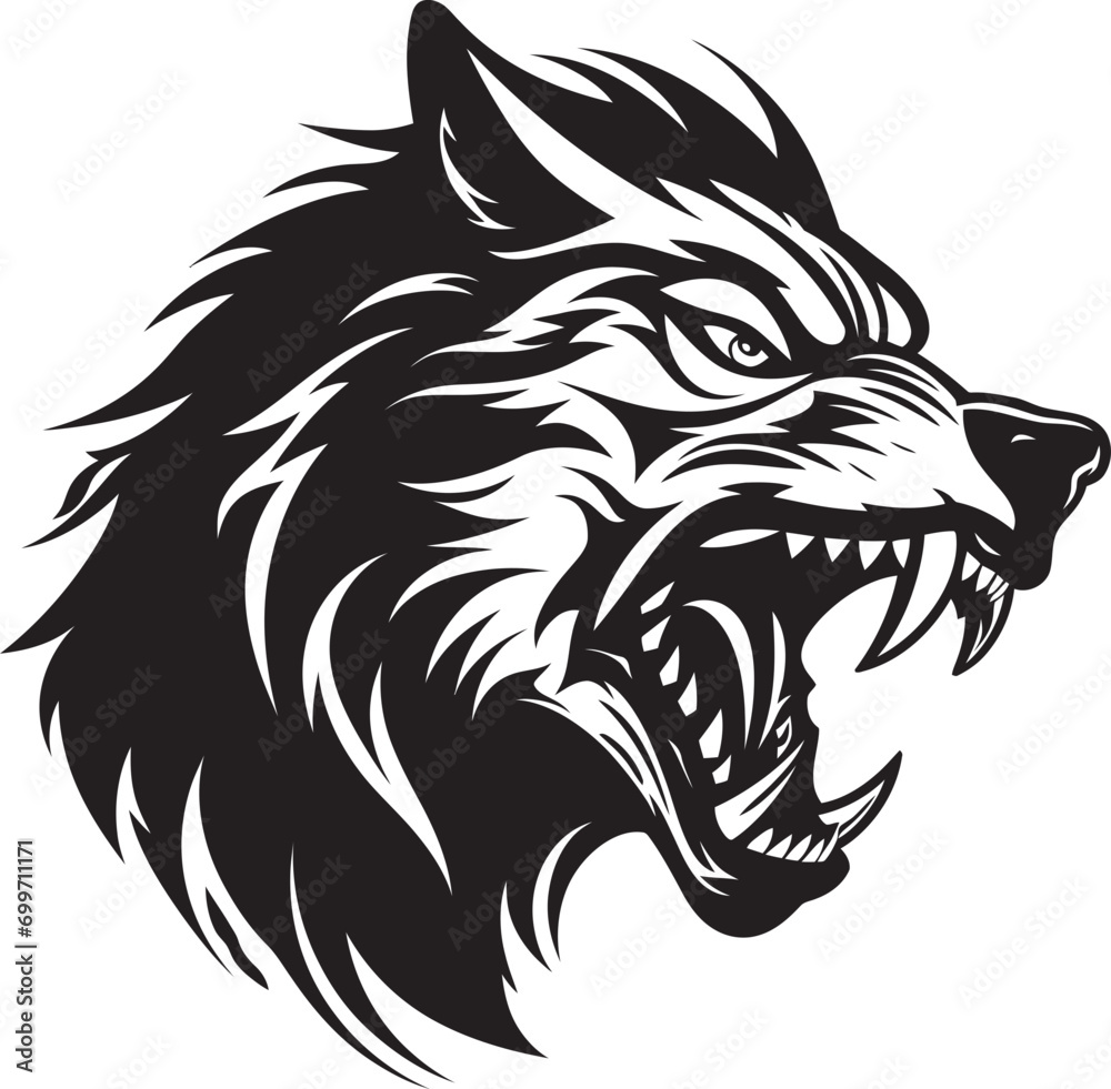 Blackened Lupine Hunter Logo Stygian Wolfen Emblematic Crest