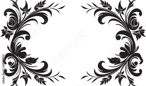 Monochrome Scrollwork Crest Ebony Lacework Seal Design