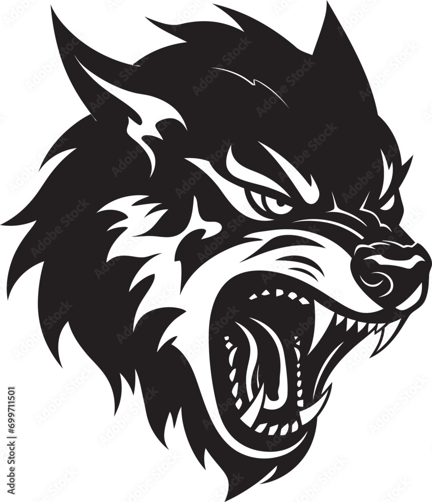 Fototapeta premium Grim Shadow Beast Logo Abyssal Fanged Hunter Crest