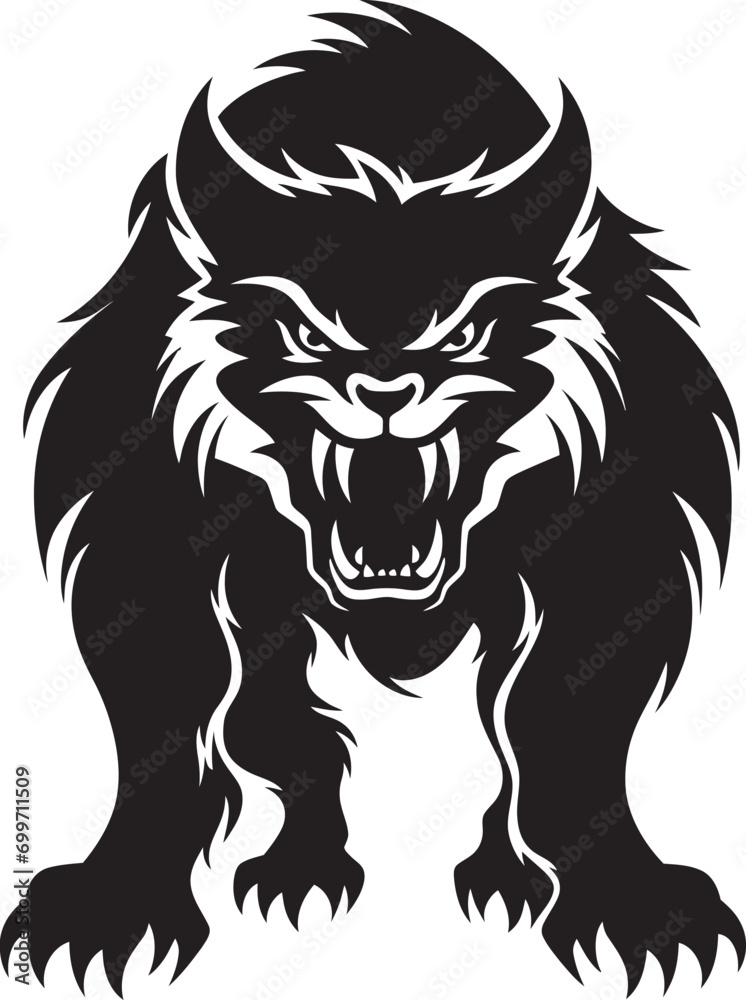 Fototapeta premium Stygian Wolfen Emblematic Crest Obsidian Clawed Alpha Symbol