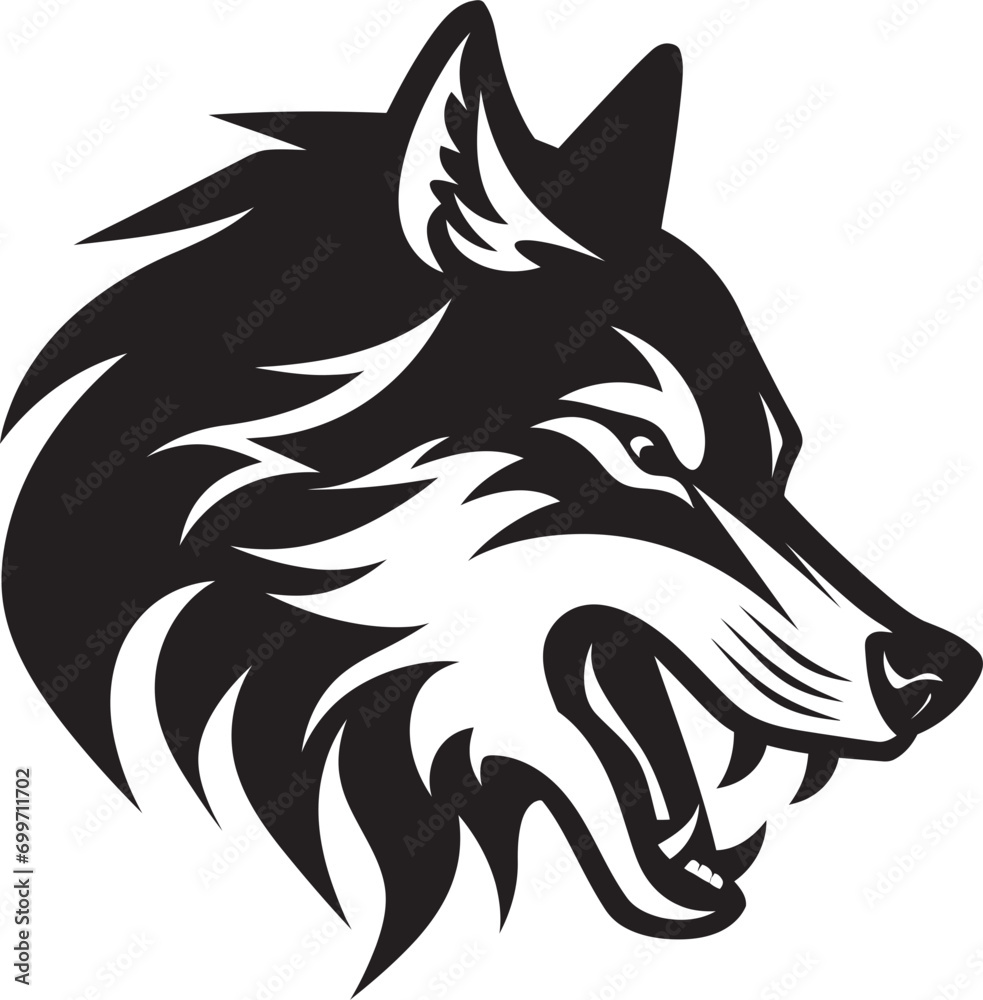 Fototapeta premium Nightfall Prowler Emblematic Badge Enigmatic Alpha Wolf Vector Design