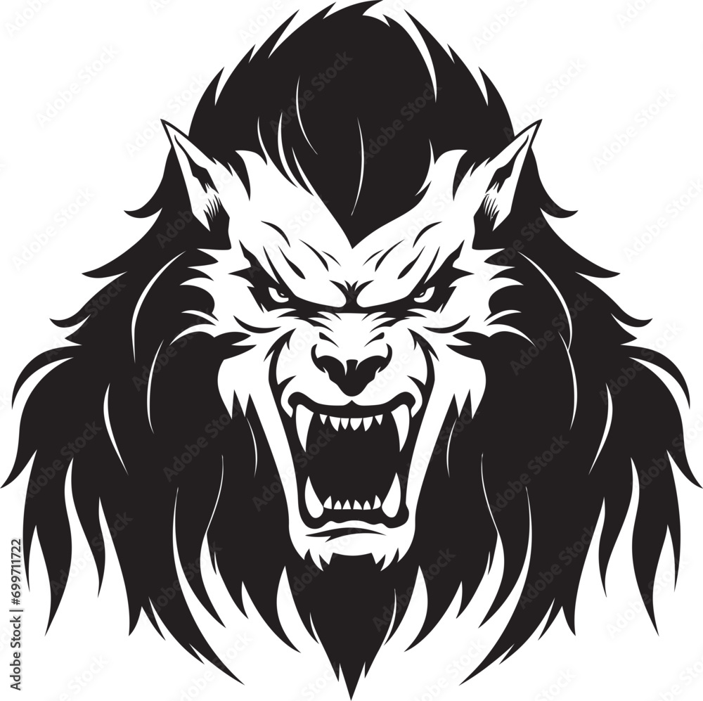 Grim Shadow Beast Icon Design Abyssal Fanged Hunter Emblem Grim Shadow Beast Icon Design Abyssal Fanged Hunter Emblem