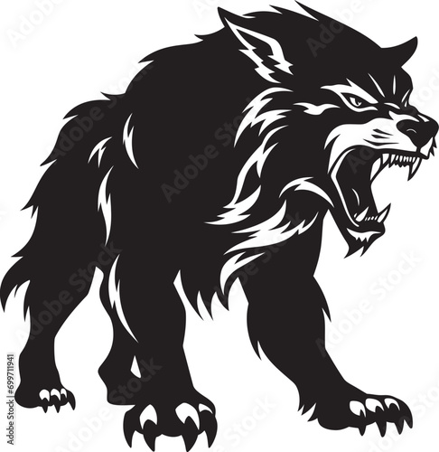 Grim Shadow Beast Logo Abyssal Fanged Hunter Crest