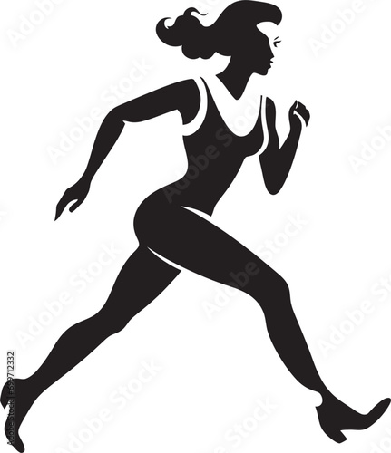 Athletic Sprint Vector Logo of Running Woman Chic Movement Black Vector Running Woman Icon