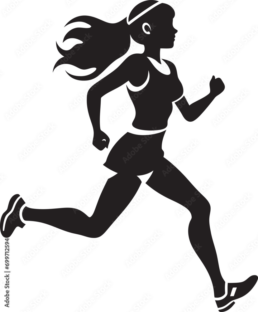 Stylish Sprinter Vector Icon of a Black Woman Running Fluid Grace Black Vector Logo for Running Female Stylish Sprinter Vector Icon of a Black Woman Running Fluid Grace Black Vector Logo for Running Female