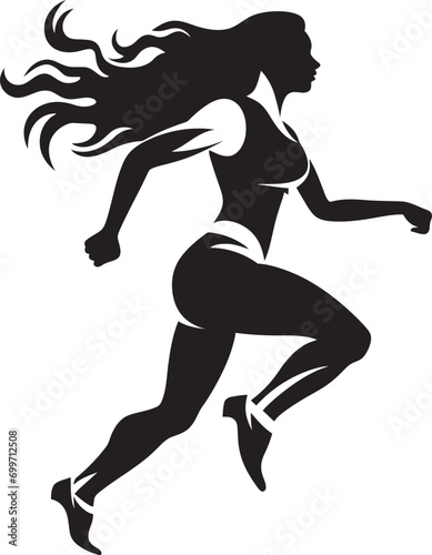 Active Running Lady Crest Streamlined Sprinter Logo Design