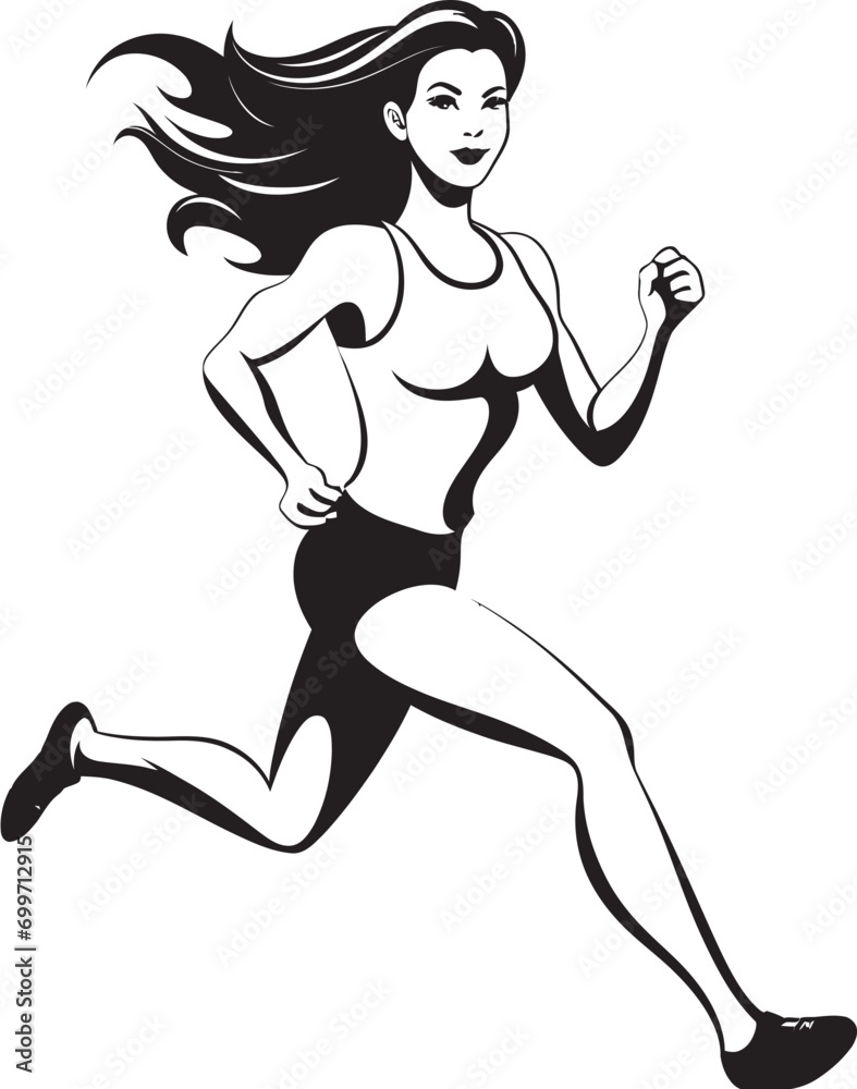 Athletic Flourish Vector Logo of a Running Woman Flowing Grace Black ...
