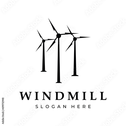 old windmill logo vector illustration vintage design photo