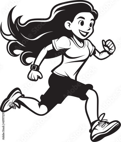 Sleek Performance Black Vector Running Woman Icon Powerful Stride Logo Design of Running Woman in Vector