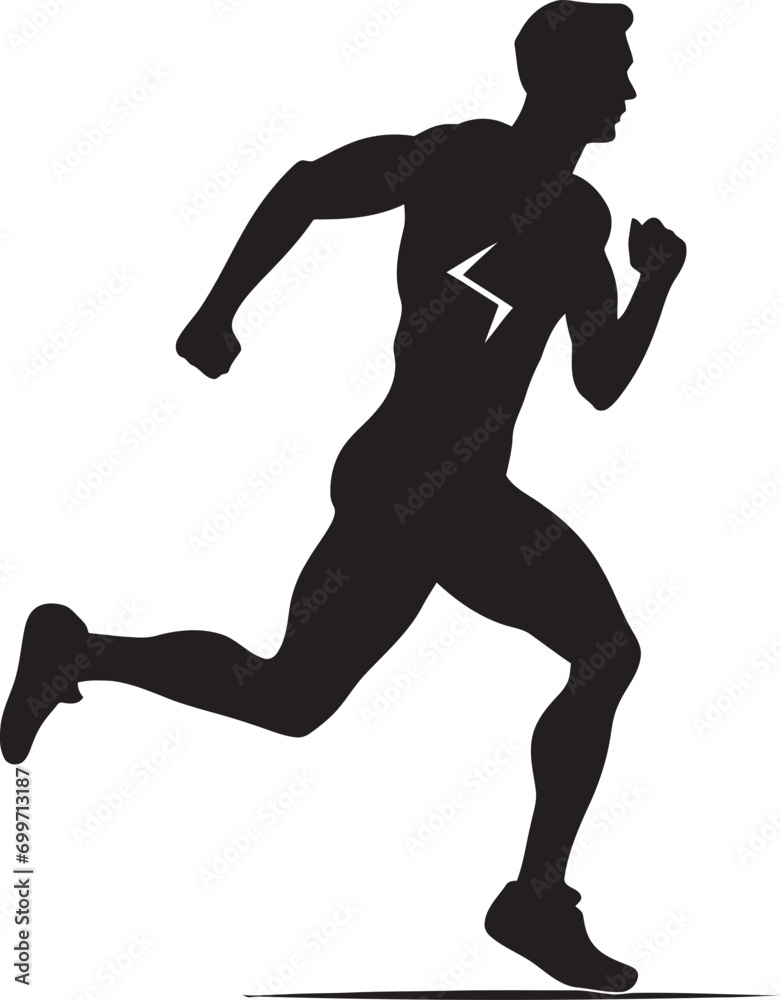 Empowered Run Black Vector Logo for Male Athlete Robust Pace Male Black Vector Icon Design