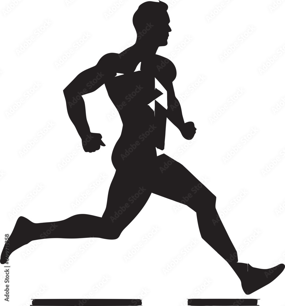 Fototapeta premium Sturdy Sprint Running Athletes Black Icon Accelerated Velocity Black Vector Logo for Male Runner