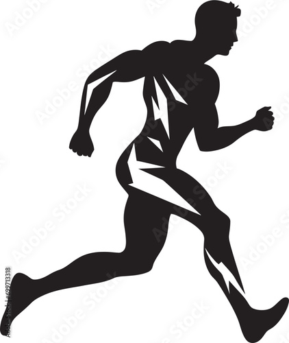 Speedy Momentum Male Athletes Black Logo Powerful Stride Black Vector Icon for Male Runner