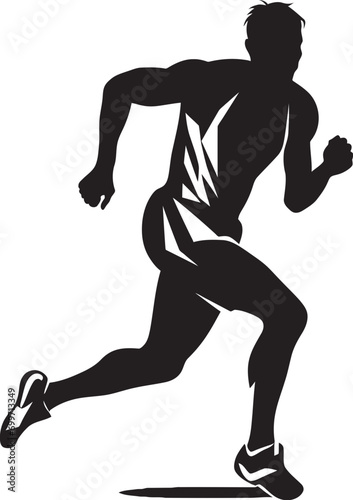 Athletic Rush Black Vector Logo for Male Runner Speedy Momentum Male Athletes Black Logo