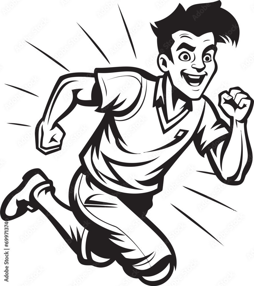 Fototapeta premium AccelerateMan Black Vector Logo for Male Sprinter DynamicDrive Male Black Vector Icon Design