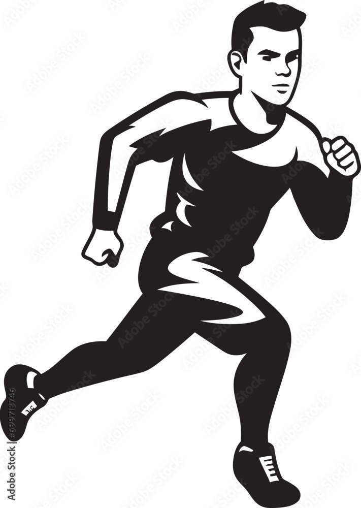 Naklejka premium SpeedyMotion Male Persons Black Logo PowerStrider Black Vector Icon for Male Runner