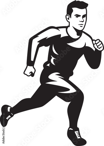 SpeedyMotion Male Persons Black Logo PowerStrider Black Vector Icon for Male Runner © BABBAN
