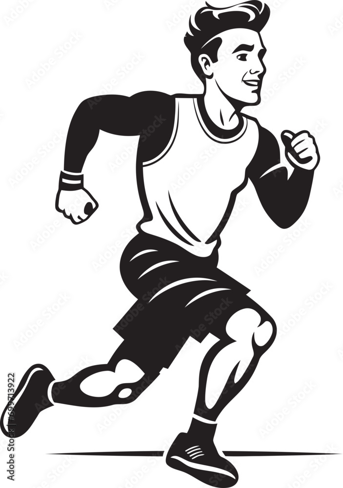 SteadySprinter Running Male Persons Black Icon AccelerateMan Black Vector Logo for Male Sprinter