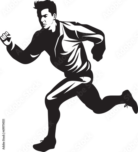 Fototapeta Naklejka Na Ścianę i Meble -  Quick Stride Black Vector Icon of Male Runner Impactful Rush Male Black Vector Logo Design