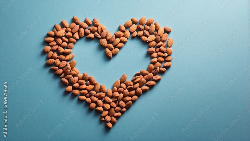 Almonds are arranged in a heart shape. Generative AI Almonds are arranged in a heart shape. Generative AI