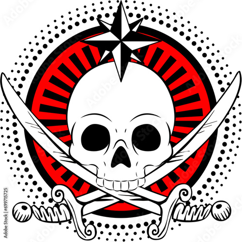 Fototapeta Naklejka Na Ścianę i Meble -  Between Star Skull and Sword Logo