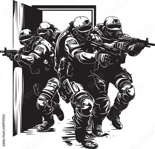 Tactical Entry Door Kick SWAT Team Icon Forced Access Black Vector Door Kick Emblem