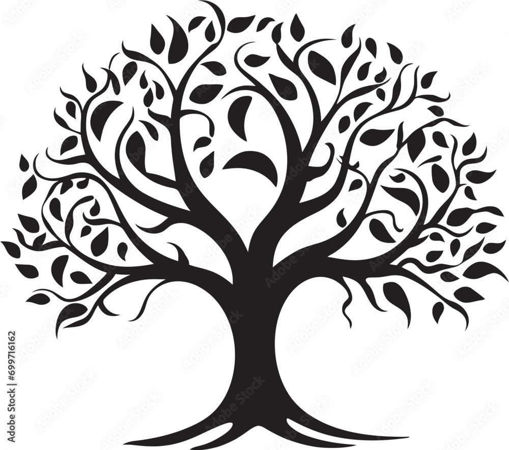 Obraz premium Natures Tapestry Black Vector Tree Mark Shaded Sanctuary Tree Black Vector Icon