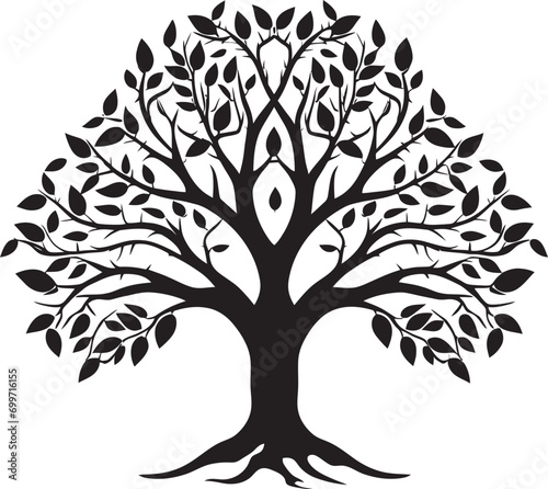 Shaded Sanctuary Tree Black Vector Icon Ethereal Canopy Black Vector Tree Design