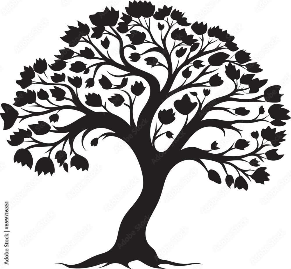 Majestic Woodland Black Vector Tree Mark Sylvan Sanctuary Tree Black Vector Logo Majestic Woodland Black Vector Tree Mark Sylvan Sanctuary Tree Black Vector Logo