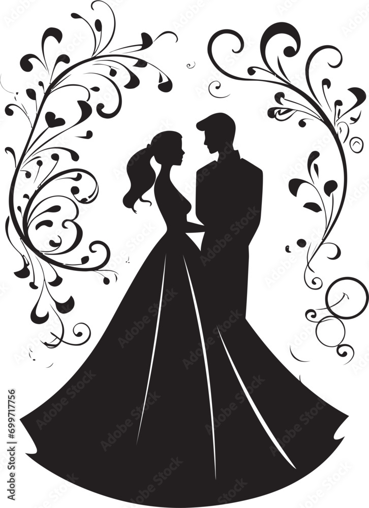 Garden Serenade Wedding Floral Icon Floral Enchantment Black Vector Logo Garden Serenade Wedding Floral Icon Floral Enchantment Black Vector Logo