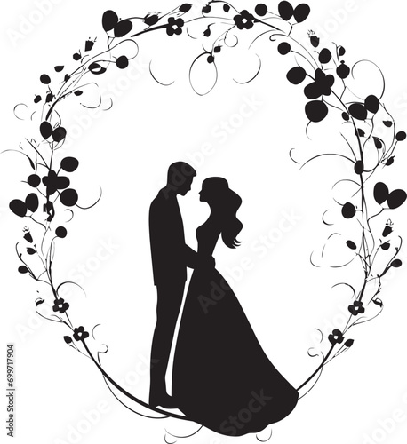 Everlasting Floral Symphony Black Vector Emblem Romantic Botanical Affair Floral Decor Icon