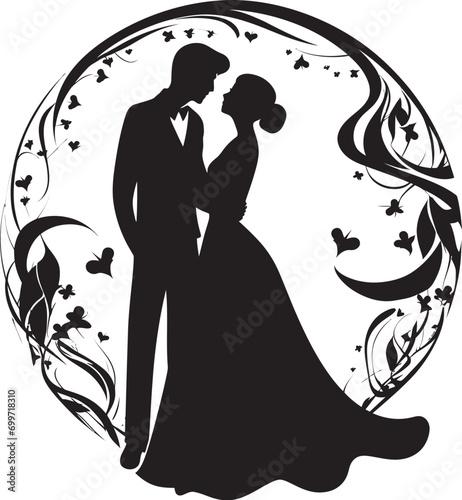 Blooming Union Floral Emblem Petal Harmony Black Vector Design
