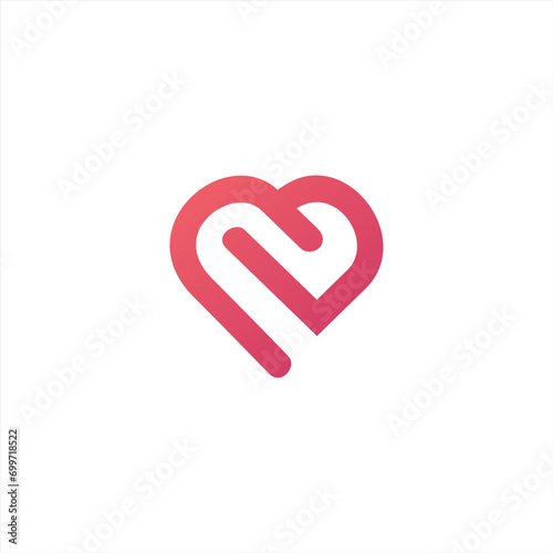 Simbol vektor jantung. Hari Valentine pita logotype. Desain ikon logo kesehatan medis garis abstrak.