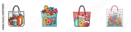 Cartoon goodie bag. Vector illustration