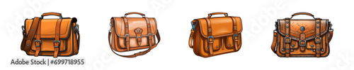 Leather messenger bag. Cartoon vector illustration photo