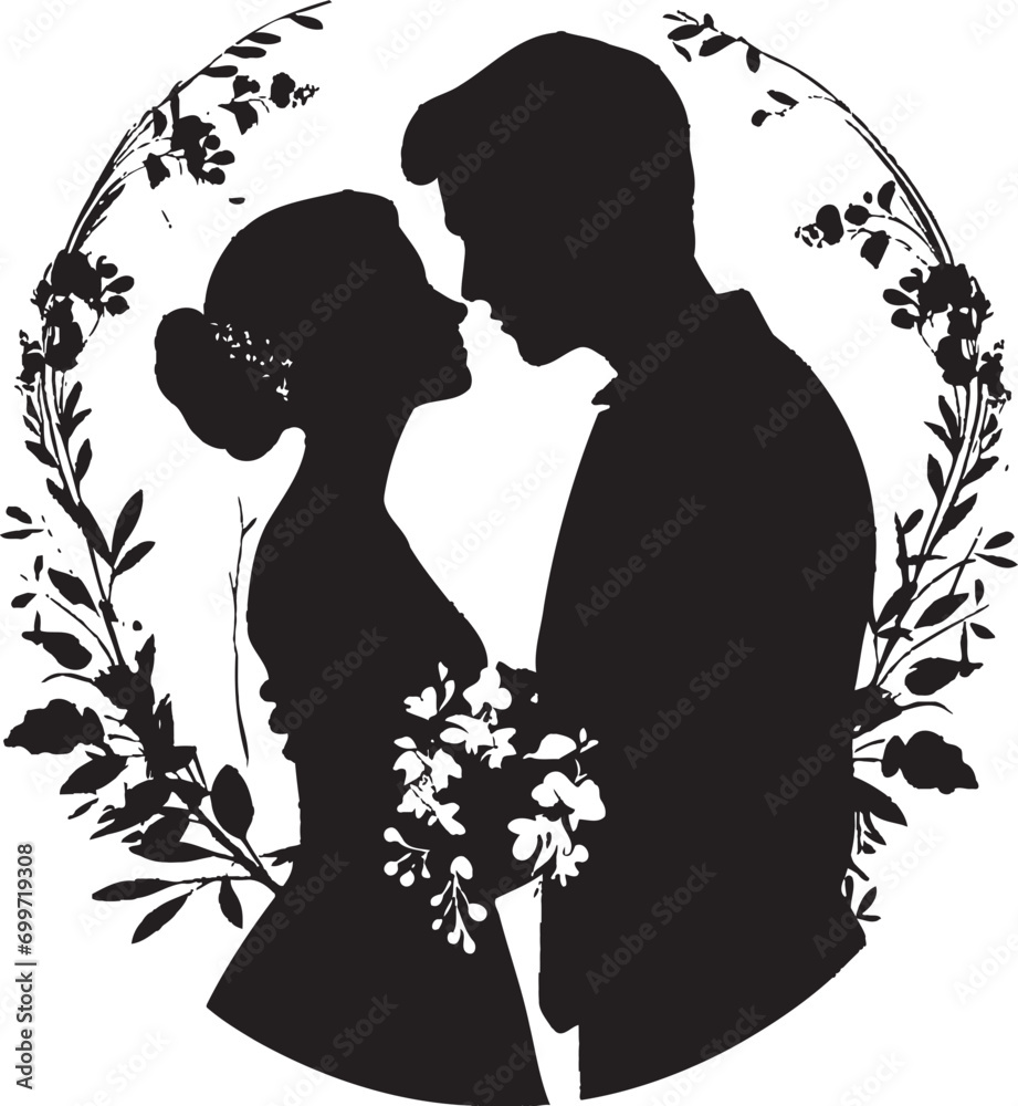 Loves Blooming Affair Floral Decor Icon Petal Waltz Black Vector Emblem Loves Blooming Affair Floral Decor Icon Petal Waltz Black Vector Emblem