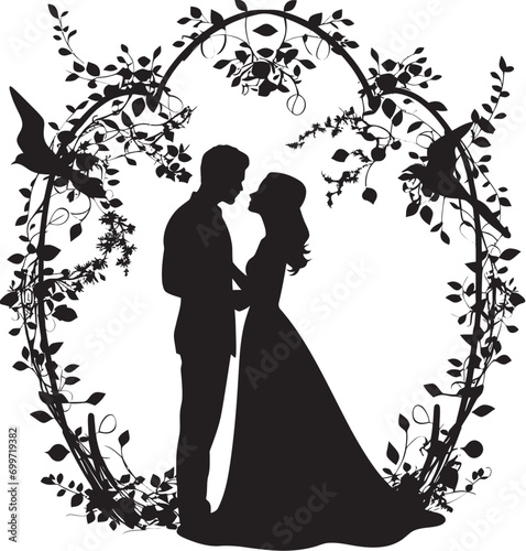 Floral Reverie Wedding Floral Design Everlasting Petal Serenade Black Vector Emblem