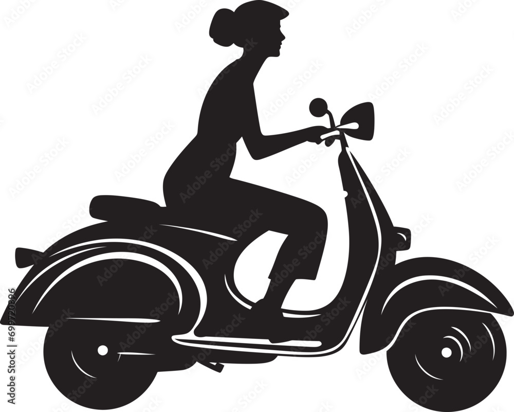 Urban Elegance Black Vector Design Scooterista Chic Journey Scooter Vector Icon Urban Elegance Black Vector Design Scooterista Chic Journey Scooter Vector Icon
