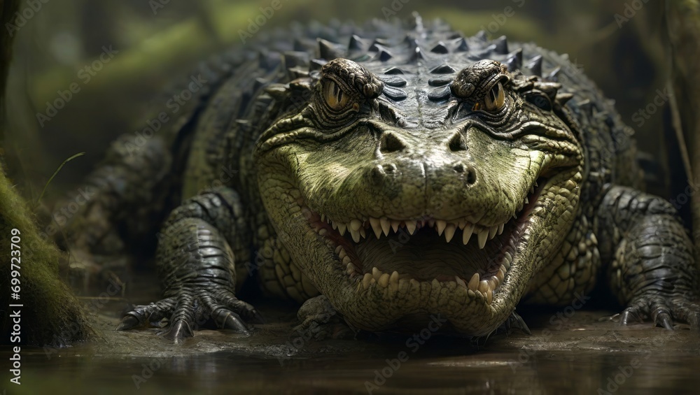 Crocodile in the natural habitat. Generative AI. Crocodile in the natural habitat. Generative AI.